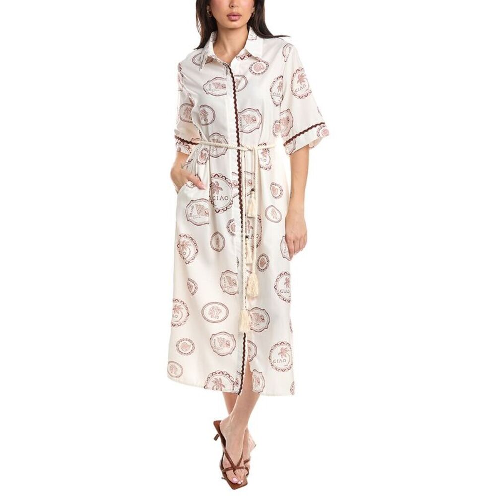 Jl Luxe Womens  Short Sleeve Midi Shirtdress